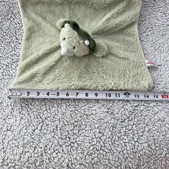 Linzy Dinosaur Baby Lovey Plush Rattle Green Mint Security Blanket Rhino 14" - Picture 7 of 10